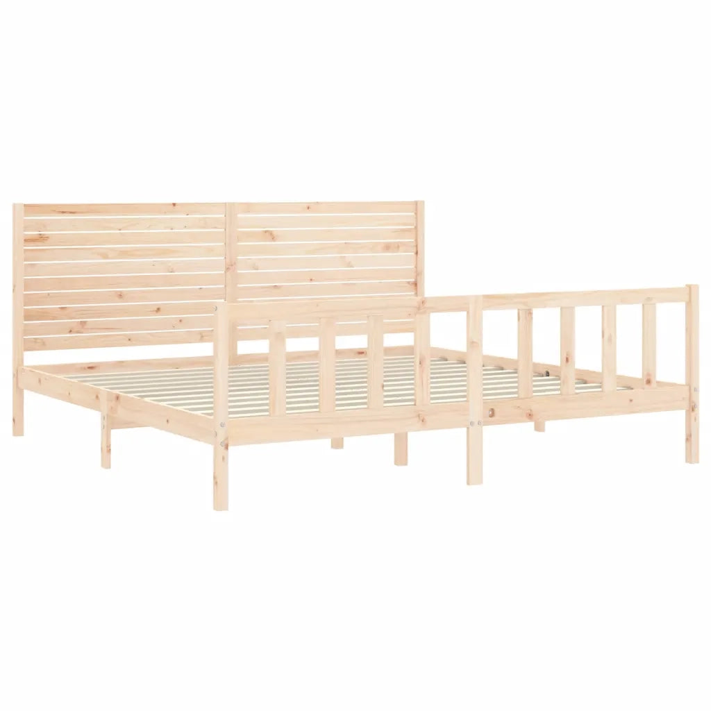 Letto matrimoniale | Letto per adulti | Giroletto con Testiera Super King Size in Legno Massello