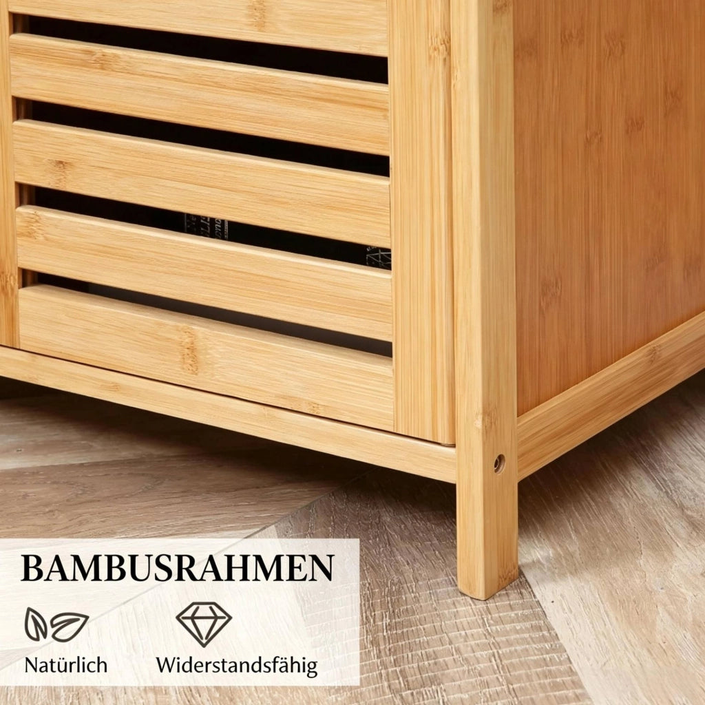 Credenza in bambù naturale 100x35x82 cm con ante