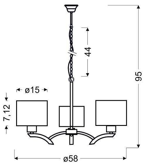 Lampadario Candellux Draga 33-04208 3xE27 cromo ecru