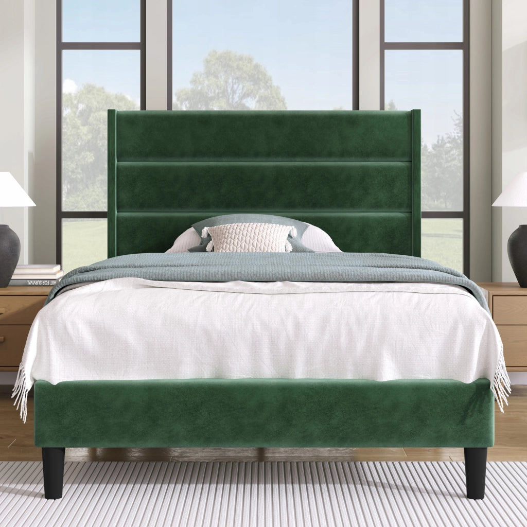 Letto singolo 90x200 - Xylo - Velluto verde scuro moderno per giovani