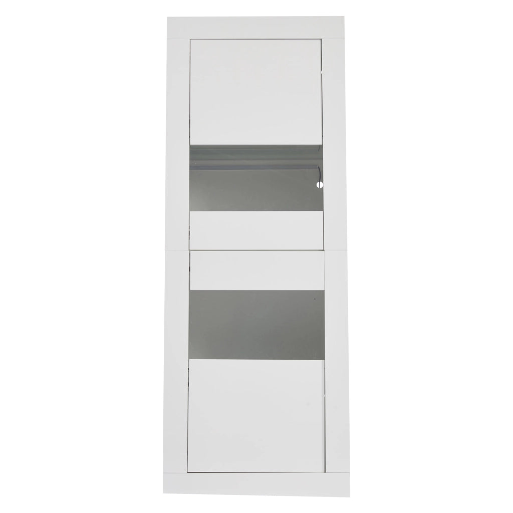 Vetrina bianca con illuminazione LED, 61 x 42 x 162 cm, 2 ante, ripiani in vetro regolabili, mobile espositivo da pavimento