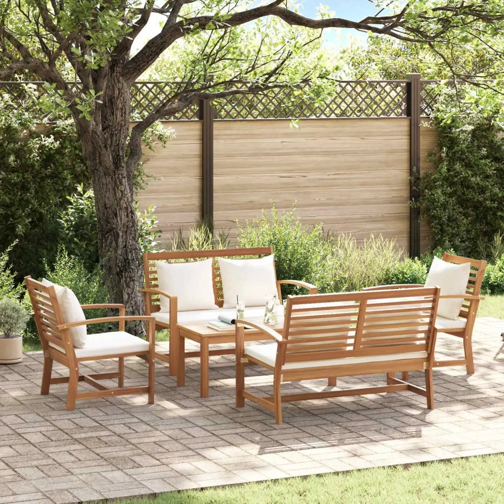 Set Divano da Giardino 5 pcs Naturale Legno di teak solido 3356859