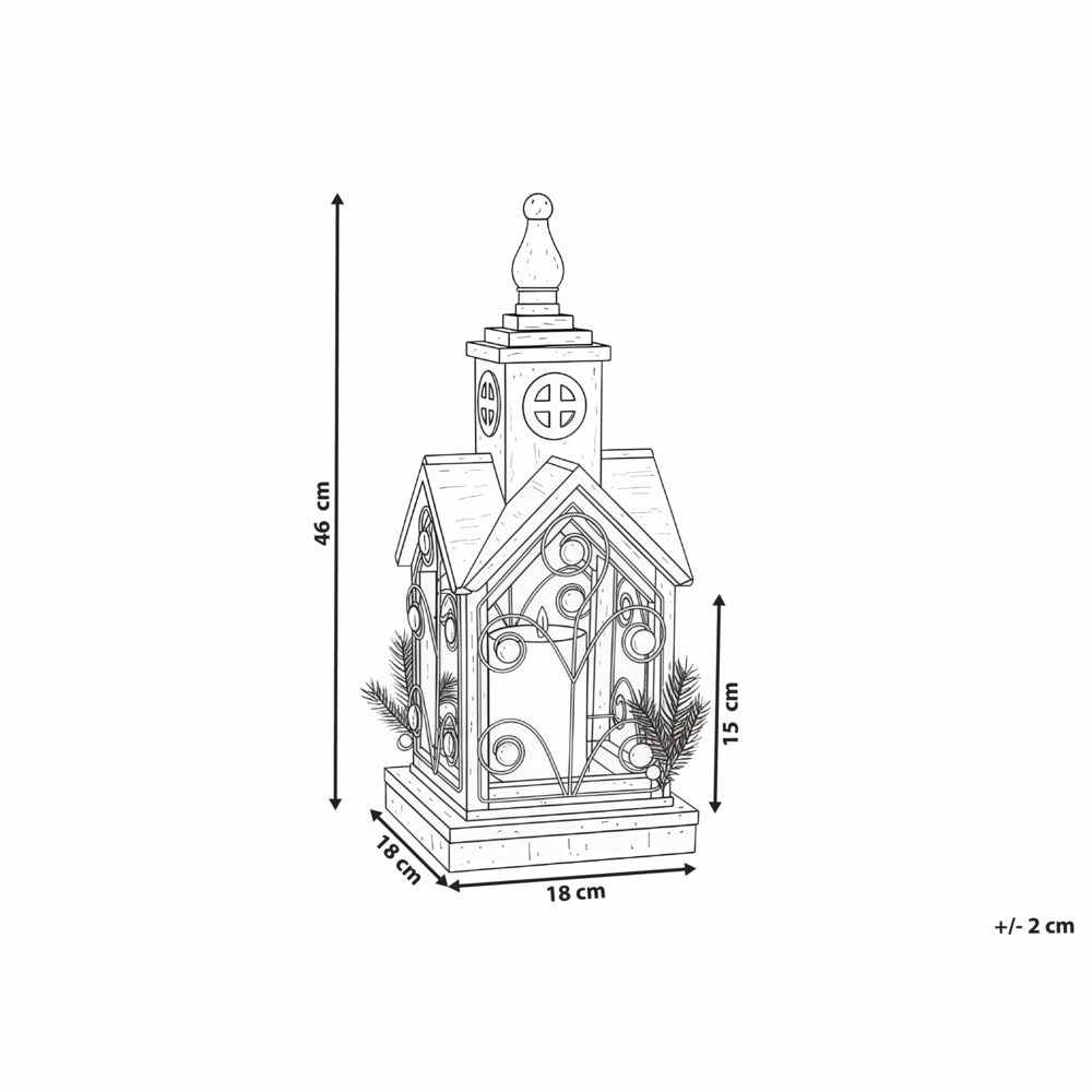 Lanterna LED in legno di abete marrone chiaro Decorazione natalizia tradizionale fatta a mano