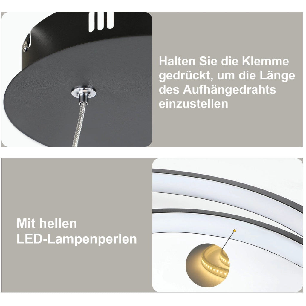 Lampada a sospensione ZMH 40 cm Design moderno Nero Soggiorno Sala da pranzo Camera da letto