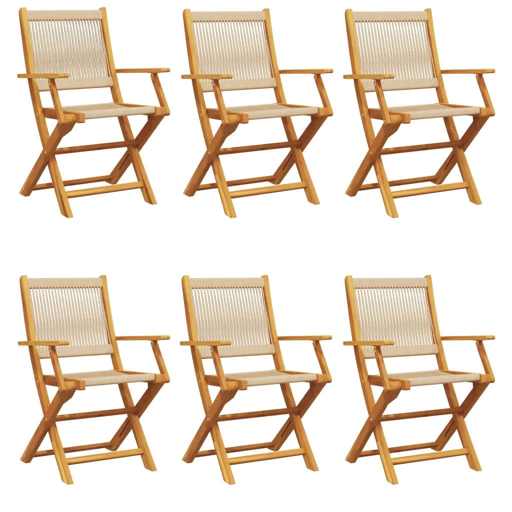 Sedie da Giardino Pieghevoli 6pz Beige Legno Massello di Acacia 3214572