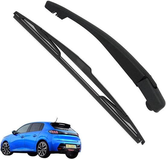 Achterruitenwisserarm e ruitenwisserarm in gomma naturale per Peugeot 208 2013-2021, per tutte le stagioni