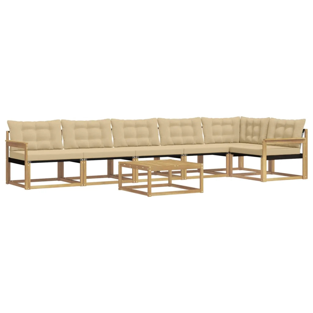 Set di divani da esterno 7 pcs Bianco e Beige 79 x 79 x 37 cm