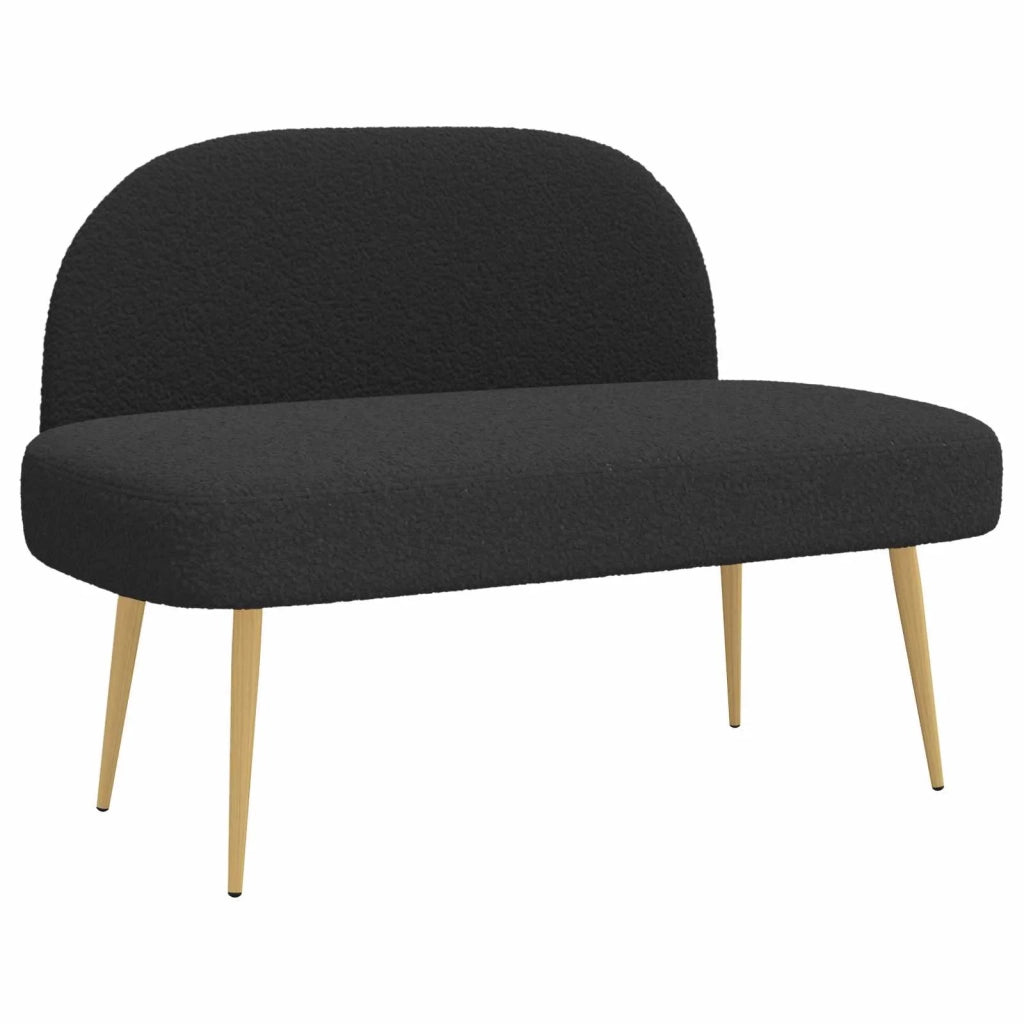 Panchina imbottita con schienale Nero 110 x 60 x 76 cm Bouclé 42040774