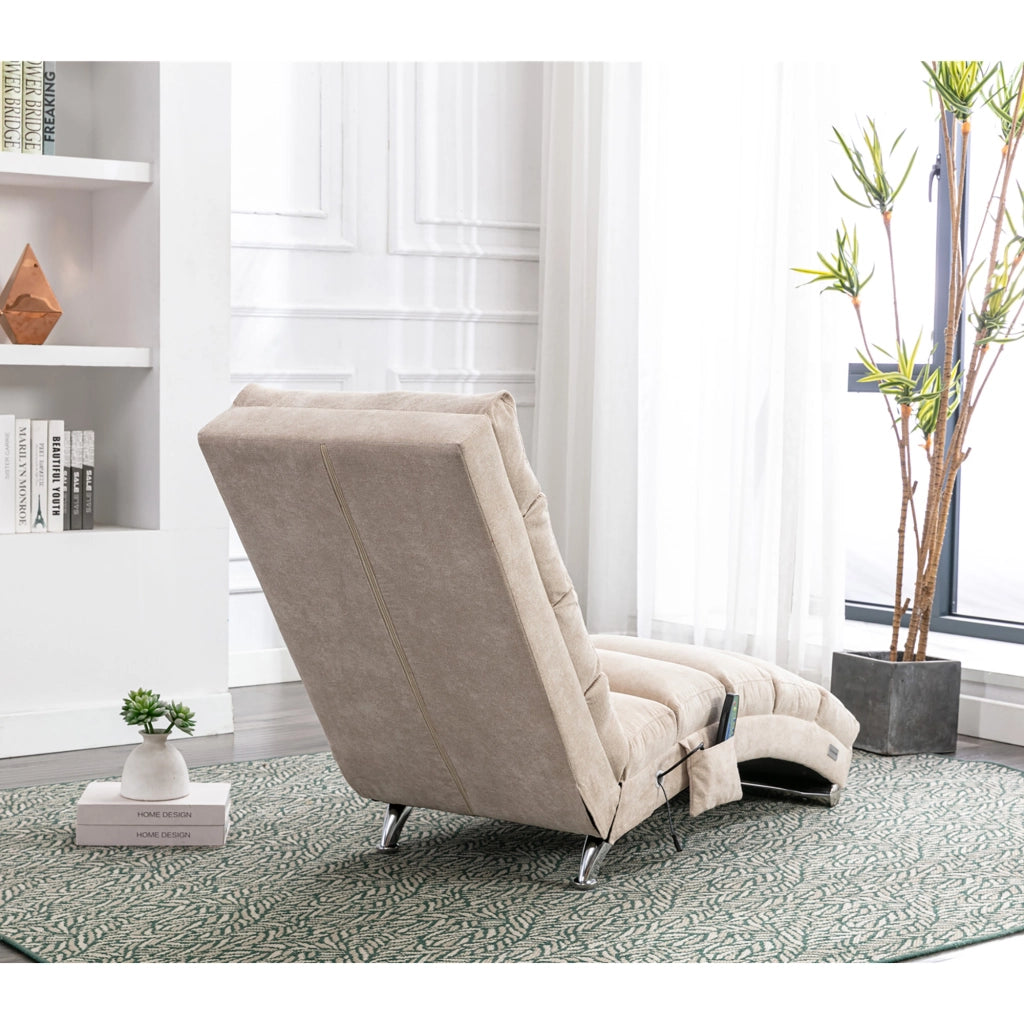 POLTRONA Massaggiante con vibrazione 55x148x84 cm Lino Beige