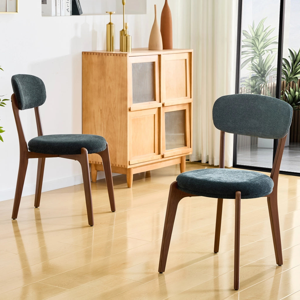 Set 2 Sedie da Pranzo in Tessuto di Lino Imbottite ¨C Xylo ¨C Stile Moderno, Grigio