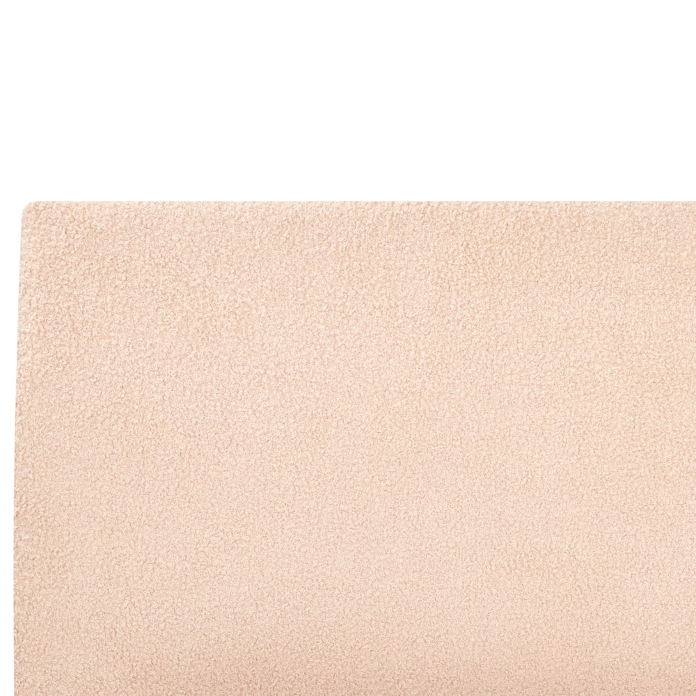 Letto imbottito in bouclé beige 180 x 200 cm con contenitore per testiera rialzata