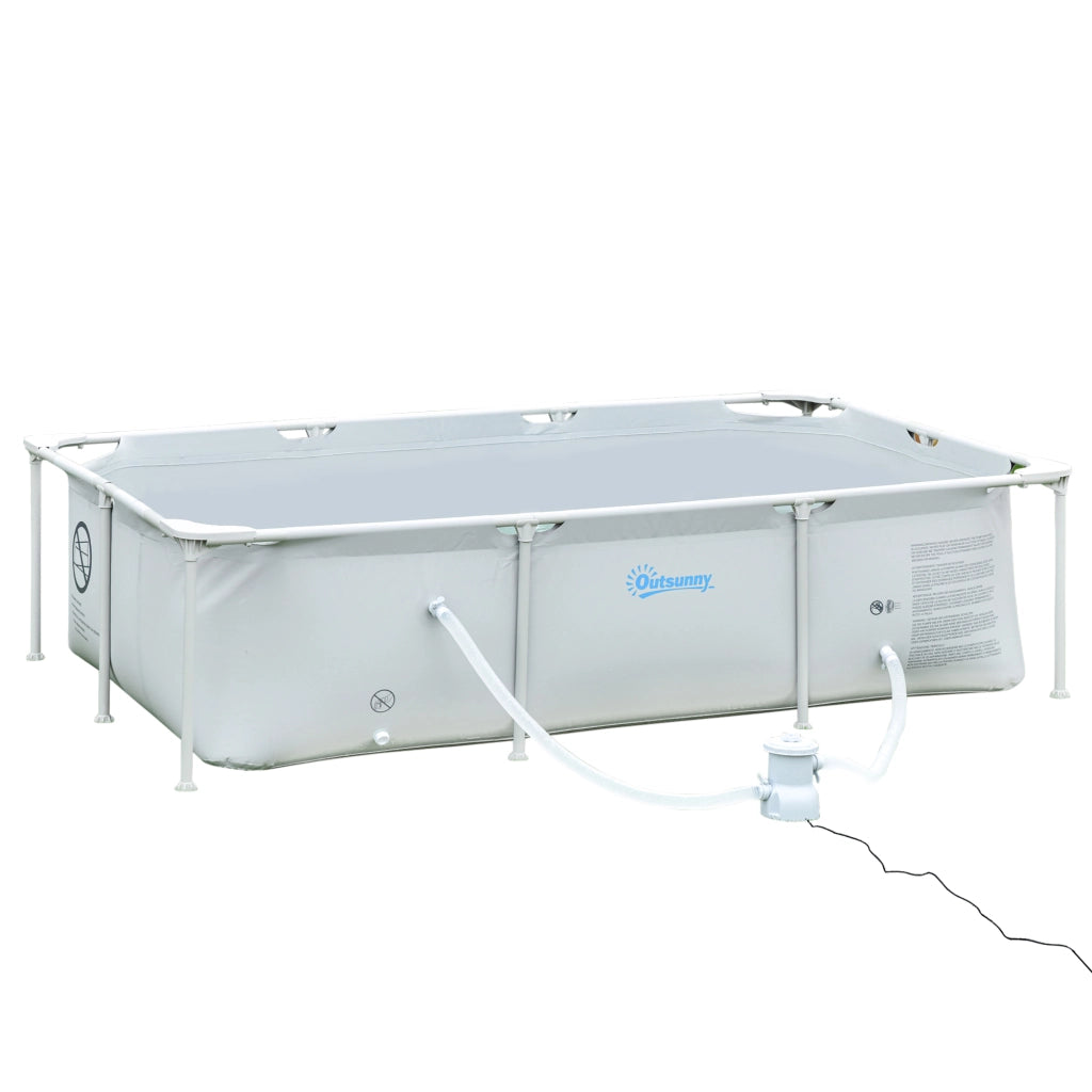 Piscina Fuori Terra Rettangolare Rigida ¨C zephmum ¨C Grigio Acciaio PVC 252x152x65cm