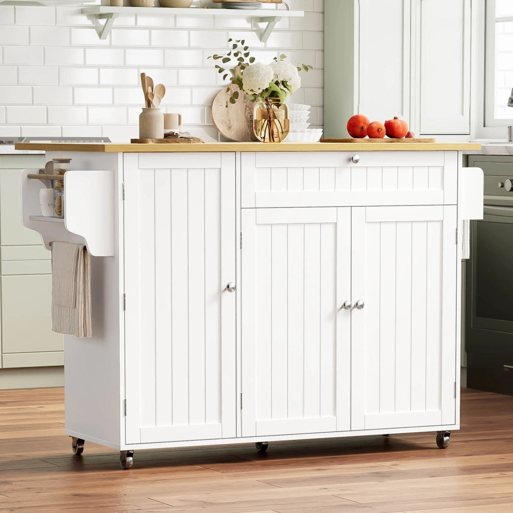 Mobile cucina con piano ribaltabile; cassetto e 3 vani - per cucina - MDF - natural white