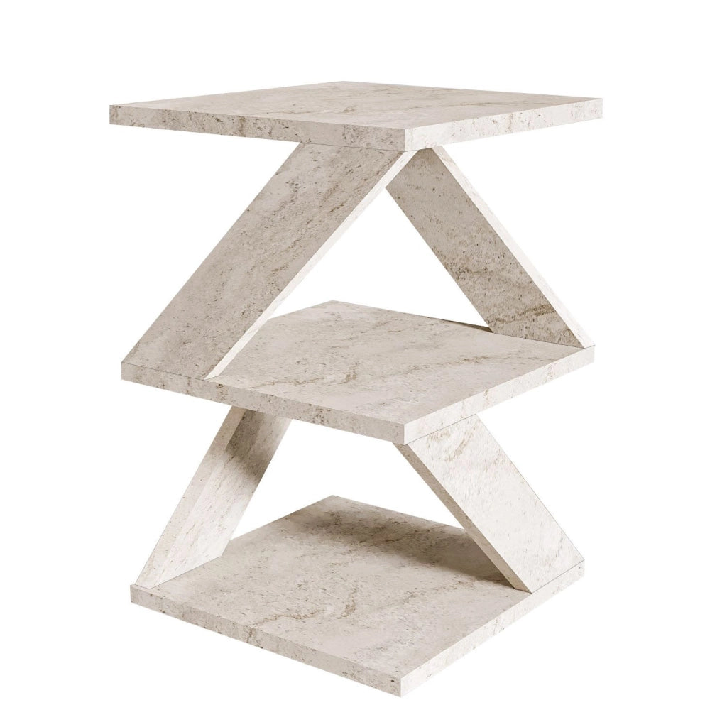 Tavolino laterale in legno "Albeni" - 29 x 29 x 54 cm - Travertino