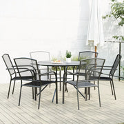 Set Sedie Giardino Impilabili 7pz Antracite Acciaio Verniciato 3283759