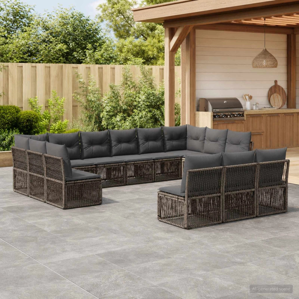 Set Divano da Giardino 13 pz Grigio polyrattan 3434387
