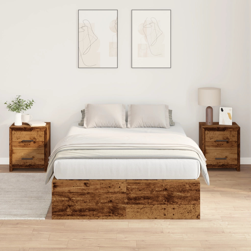 Struttura Letto con Contenitore in Legno Invecchiato 120x190 cm