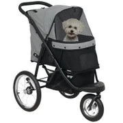 Passeggino per Cani e Gatti con Cestino Portaoggetti e Chiusura Rapida con un Click, Grigio