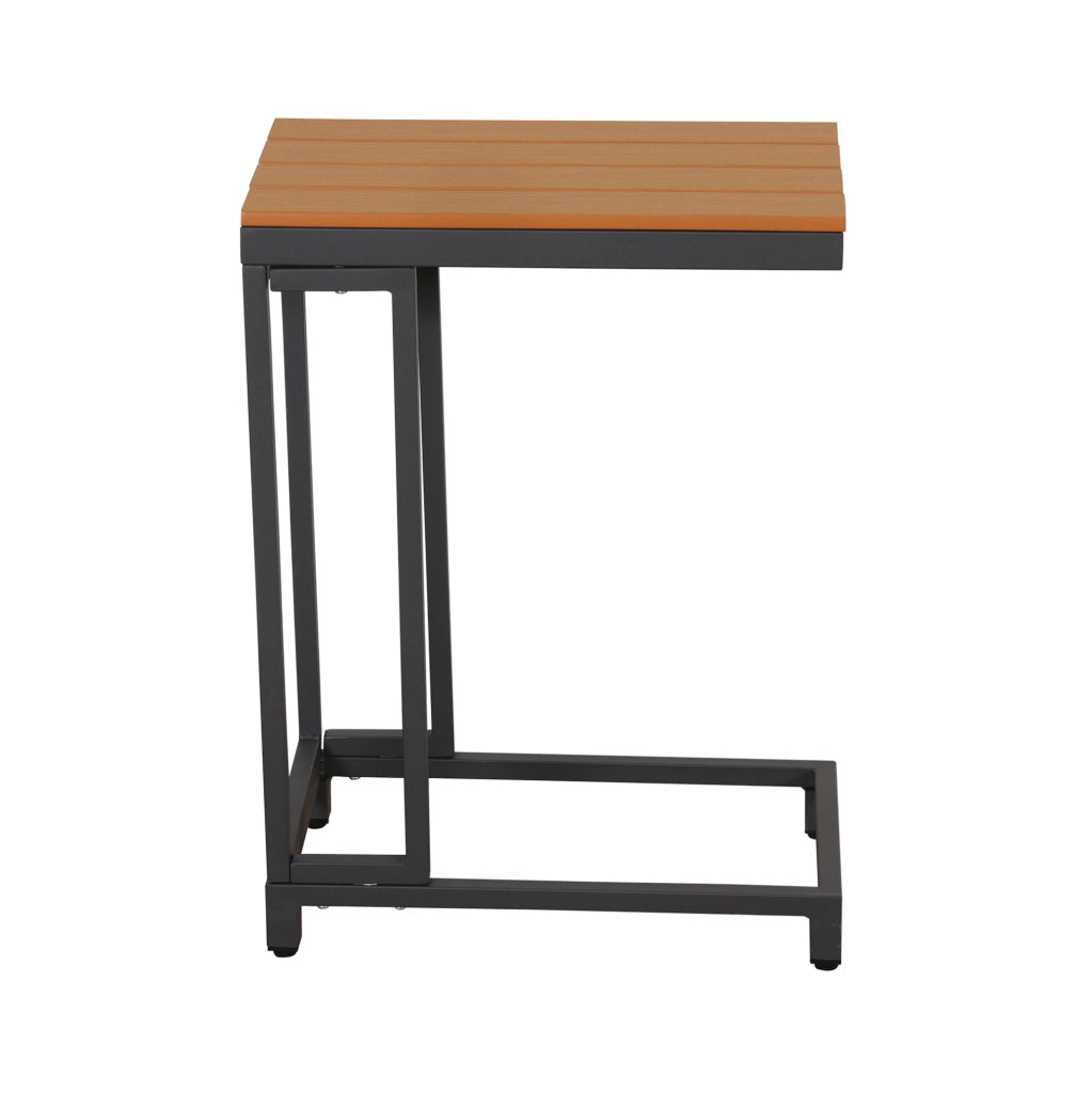 Set da giardino con divano angolare; tavolino laterale e tavolino/poggiapiedi; grigio e nero