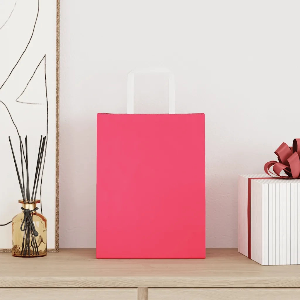 Sacchetti di Carta 250 pz con Manici Rosa 21x11x28 cm