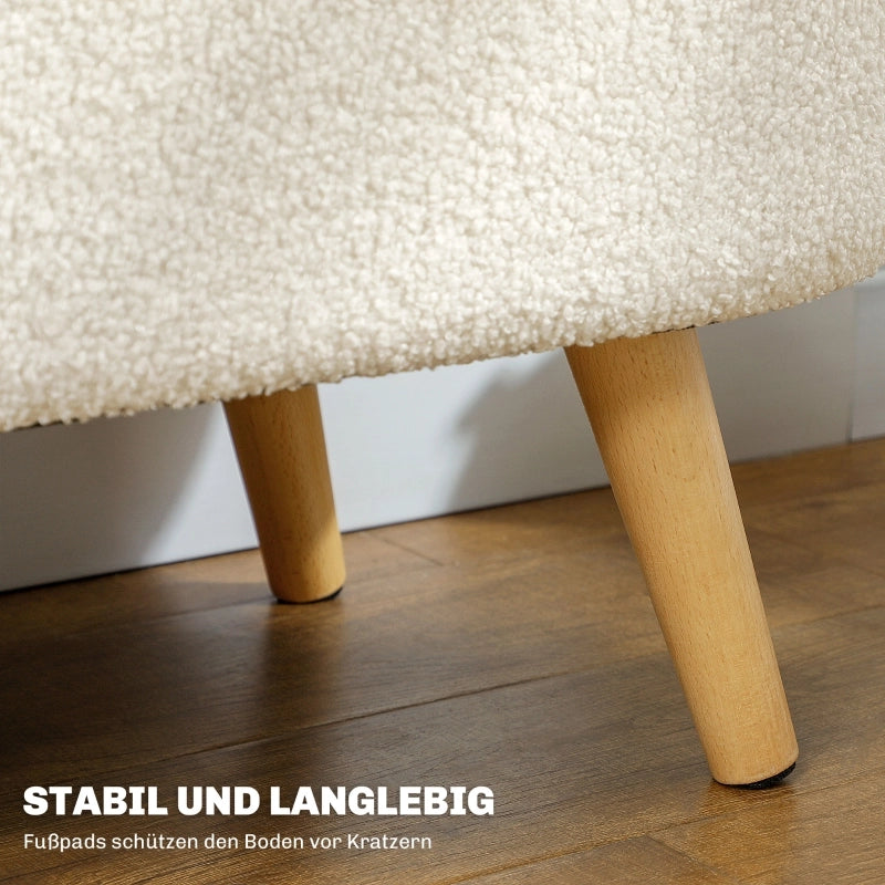 Panca contenitore con vano nascosto e seduta imbottita in poliestere con gambe in legno di pino bianco 82 × 41 × 45 cm