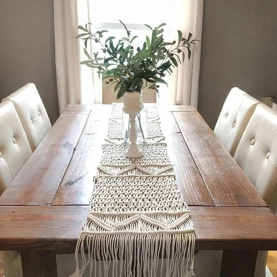 Tessuto decorativo per decorazione boho scandinava - mesh tappeto per tavolo - impermeabile - elegante - bohemien - con piume per tavolo da salotto - matrimonio - camera da letto - cucina