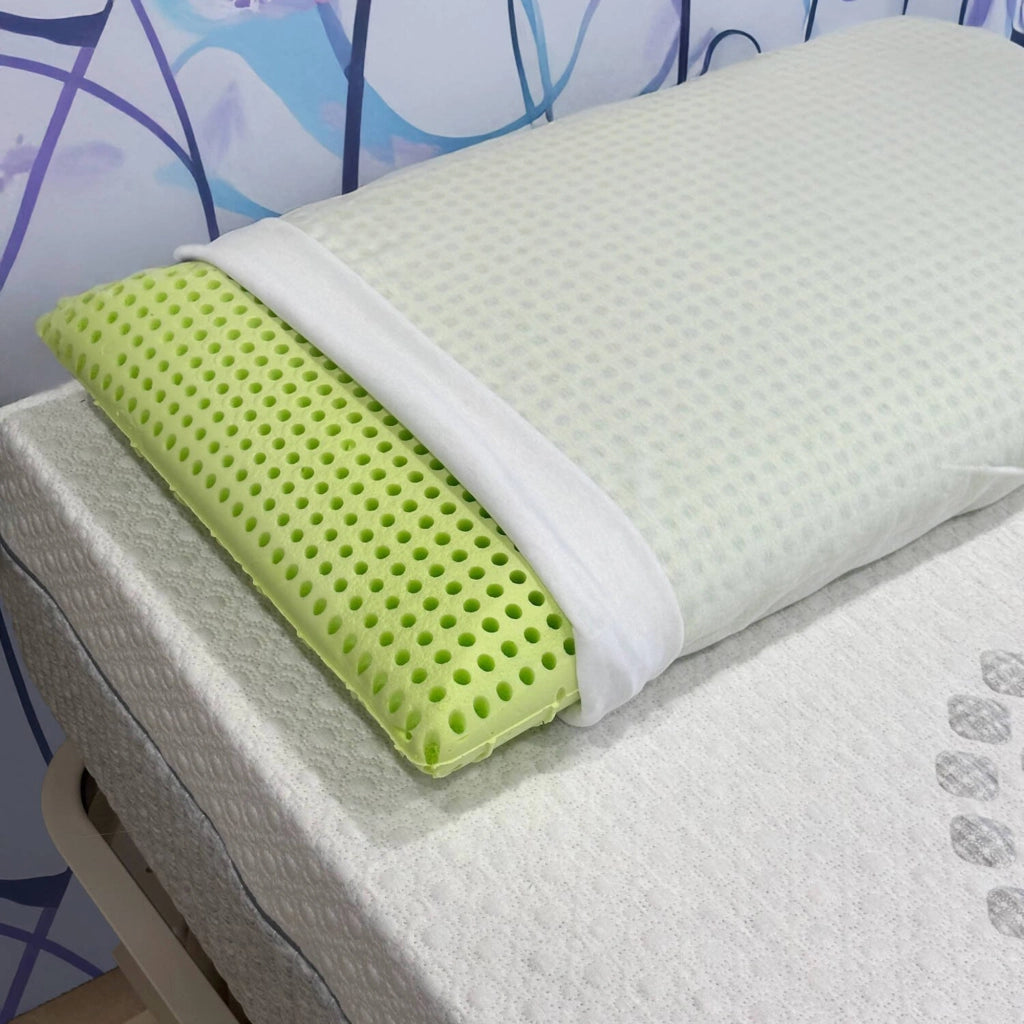 Talamo Italia coppia di cuscini per Maggiorana, 100% Made in Italy, Guanciali in Green Memory Biologico forato e federa ecosostenibile, 73x43xh14 cm