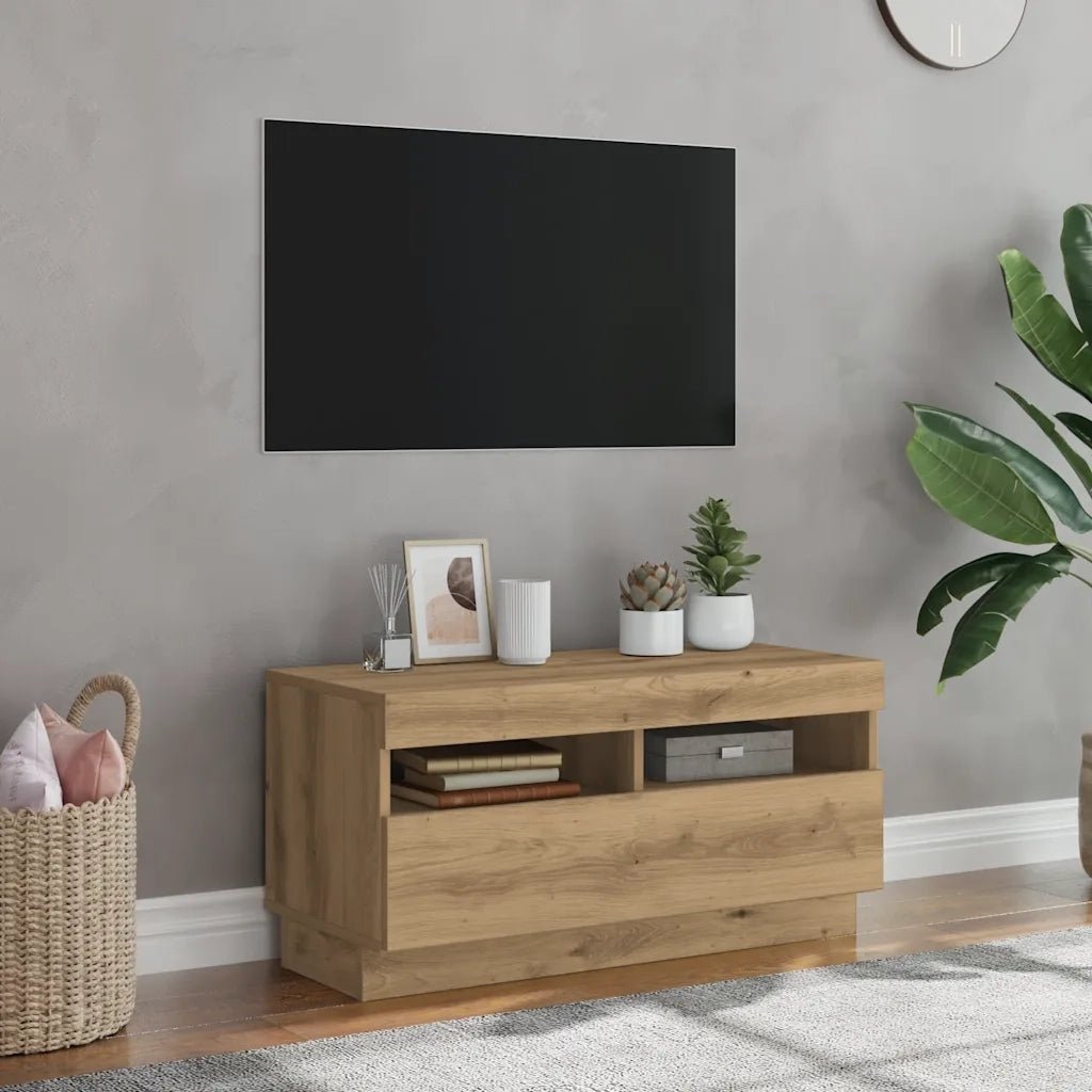 Mobile TV con Luci LED-Credenza TV-Console TV Artigianale 80x35x40cm Legno Multistrato
