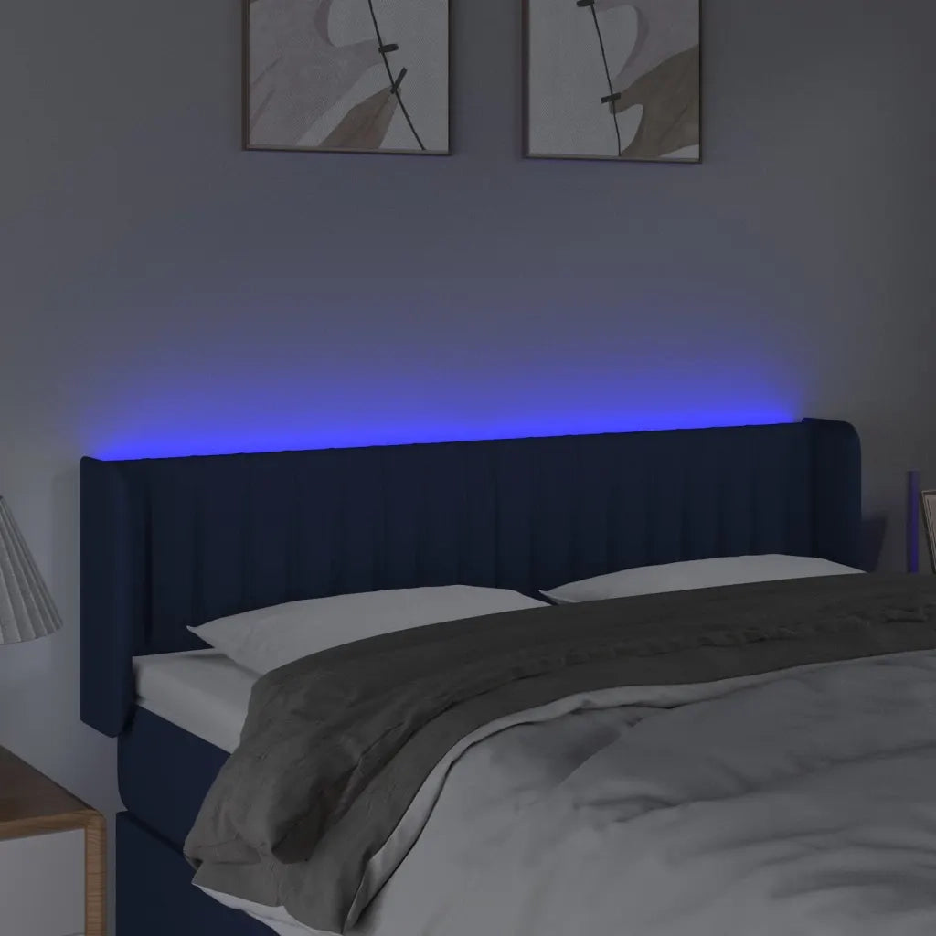 Testiera a LED Blu 147x16x78/88 cm in Tessuto 3123478