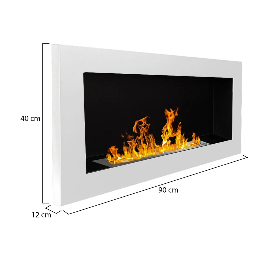 Caminetto Pedaso, Camino a Bioetanolo Capacità 0.75 lt, 90x12x40h cm Bianco