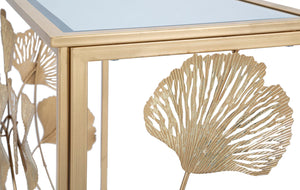 Console in Ferro Leaf 108x36,5x80 cm in Ferro MDF e Specchio Oro