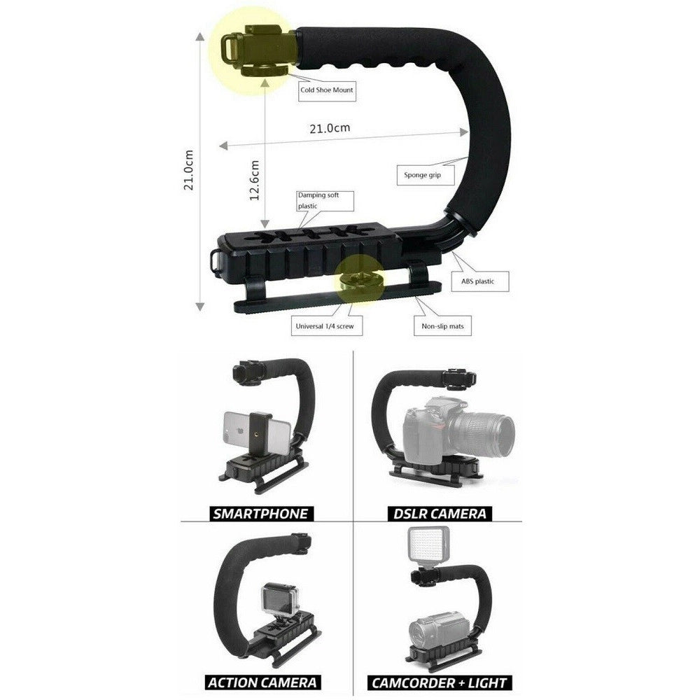 Trade Shop - Supporto Stabilizzatore Portatile Videocamera Smartphone Luce Microfono Ay-49u -