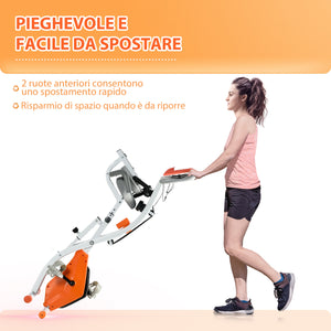 Cyclette Pieghevole con Resistenza Magnetica 8 Livelli Volano 2,5kg in Acciaio e ABS Grigio e Arancione