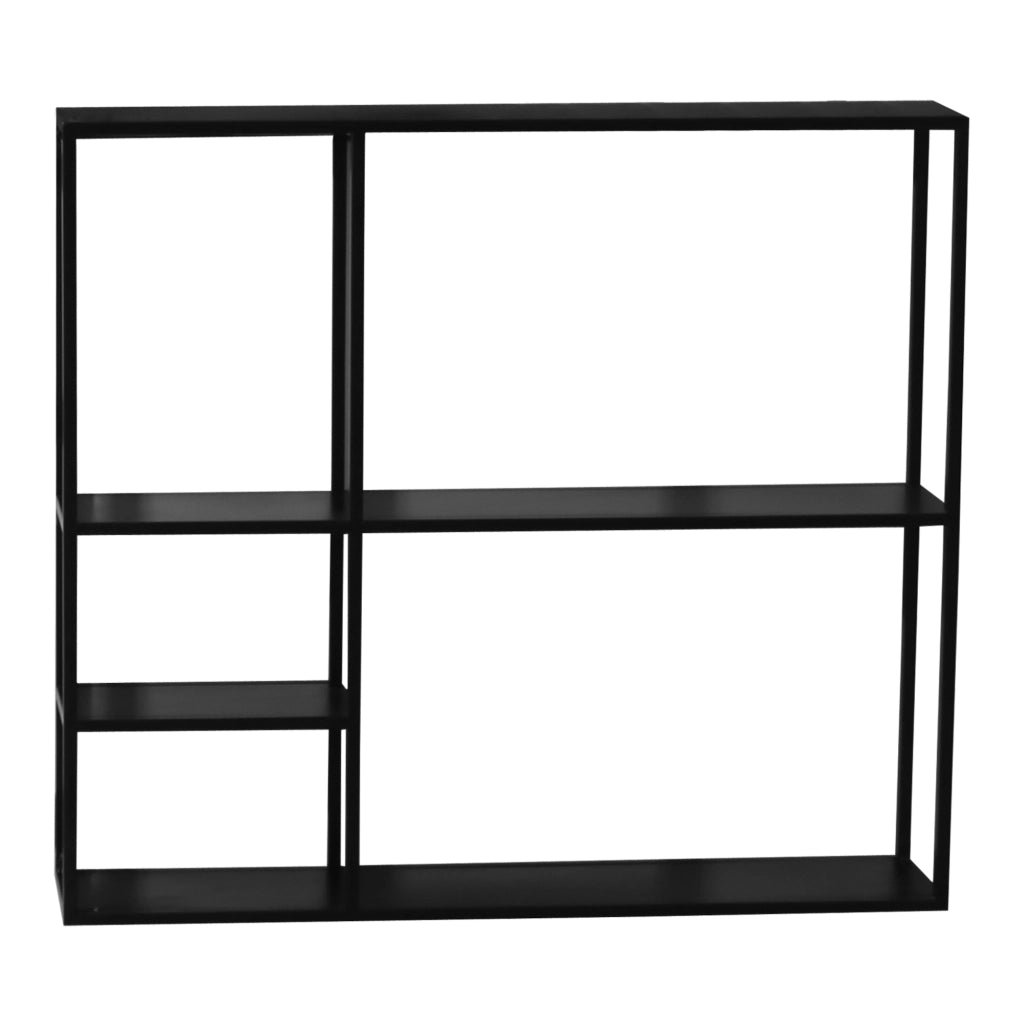 Scaffale da Parete Jämijärvi in Acciaio con Scomparti Aperti 90 x 100 x 18 cm Nero, opaco [en.casa]