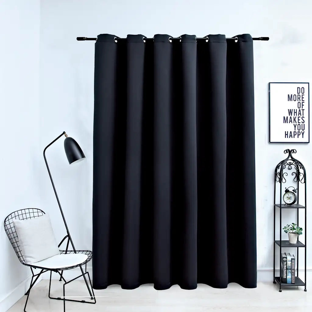 Tenda Oscurante con Anelli in Metallo Nera 290x245 cm
