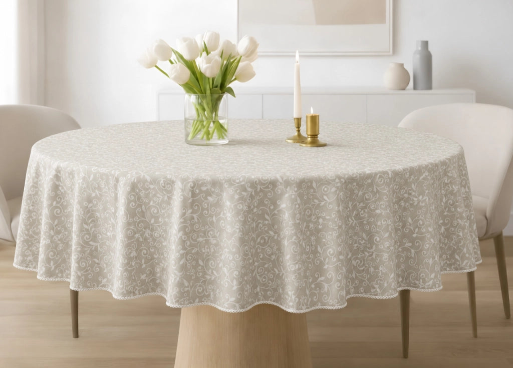 Tovaglia Salotto Cucina 100% Made In Italy Rotonda 180cm Diverse Fantasie - Rotonda 180 - Stefy Bianco