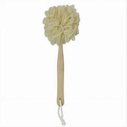 Trade Shop - Spazzola Doccia Lava Schiena Spugna Rete Giallo Esfoliante Manico In Legno 79597 -