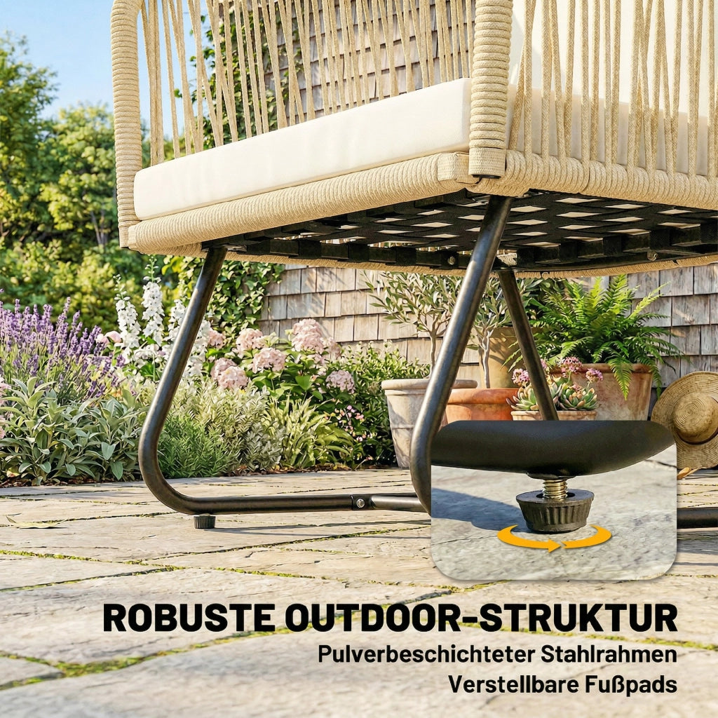 Set Bistro 3 Pezzi in Rattan con Cuscini ¨C zephmum ¨C Grigio, Polipropilene, 2 Sedie e Tavolo