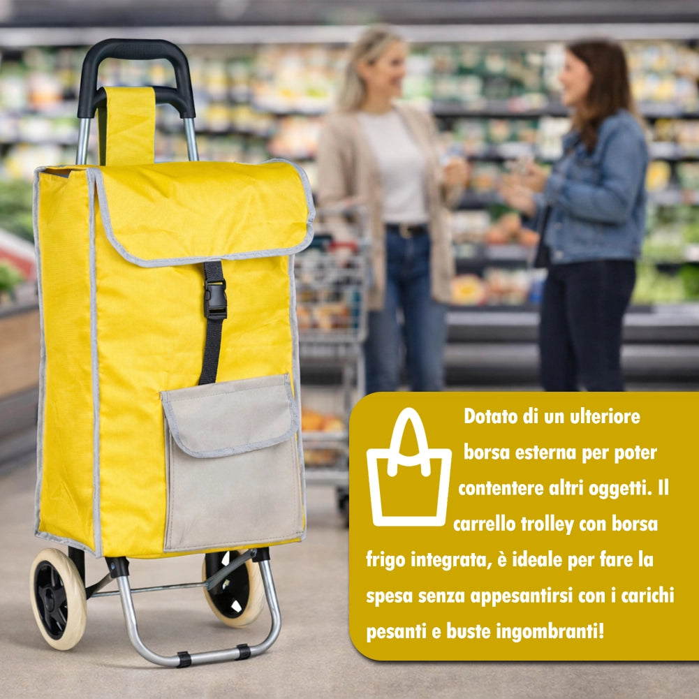 Carrello Trolley Frigo Modello Zeus Giallo Ruote e Manico Ergonomico 35x30x90cm