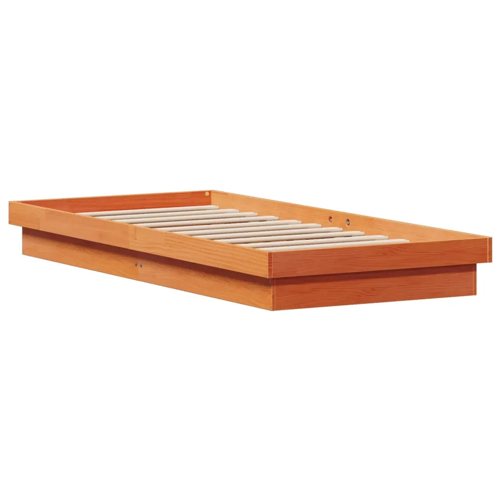 Giroletto LED-Struttura Letto con LED Marrone Cera 100x200 cm in Legno Massello di Pino