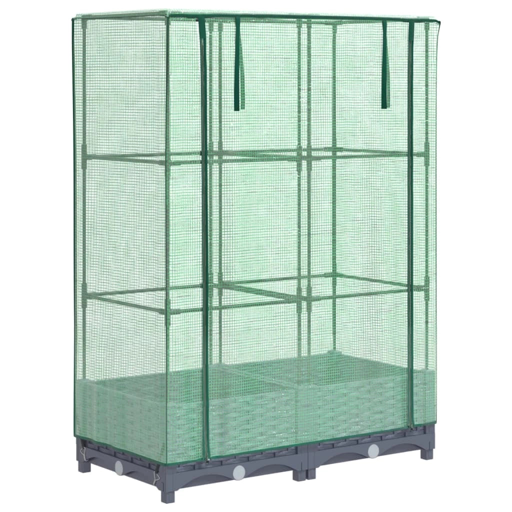 Aiuola rialzata/fioriera con copertura effetto rattan 80 x 40 x 123 cm blu/grigio 02_0038786
