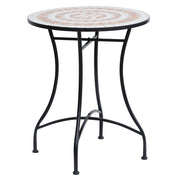 Tavolo da giardino a mosaico di ?60 cm; tavolo da balcone tavolino in acciaio e ceramica arancione e bianco; altezza 71 cm per giardino e balcone