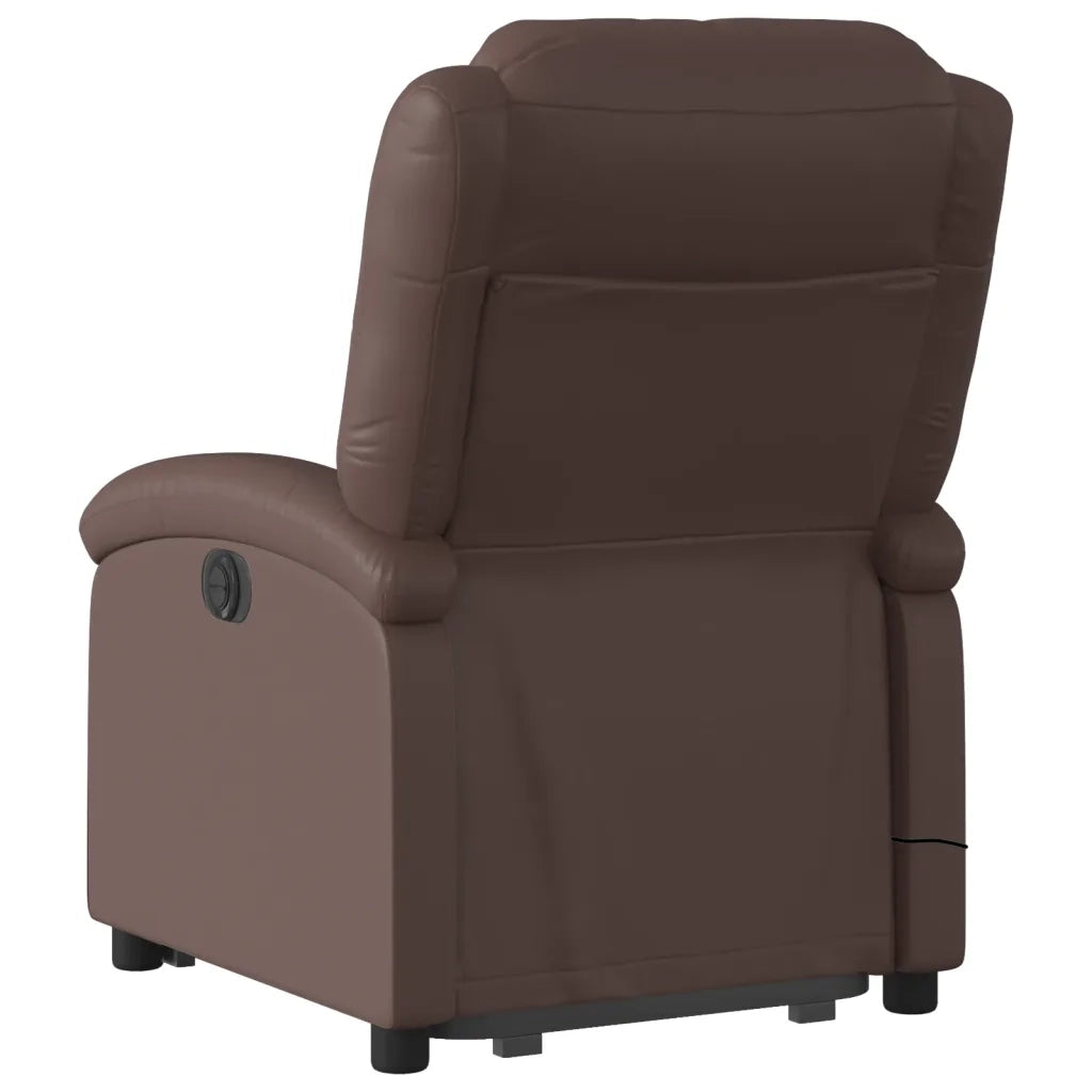 Poltrona Alzapersona Reclinabile Massaggio Marrone Similpelle 3204235