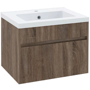 Mobile Lavabo 1 Cassetto 60x45,5x45 cm in Truciolato e Ceramica Marrone Chiaro