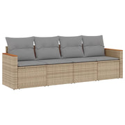 Set Divano da Giardino 4 pz | Set Salotto da Giardino con Cuscini Beige in Polyrattan