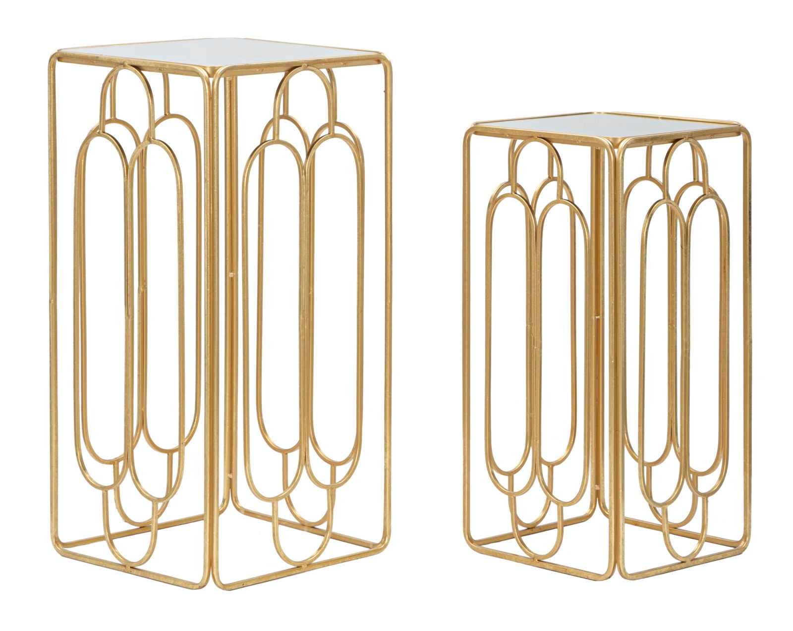 Set 2 Tavolini Arty Quadrato 34x34x70-29x29x60 cm in Ferro