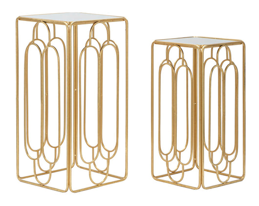 Set 2 Tavolini Arty Quadrato 34x34x70-29x29x60 cm in Ferro