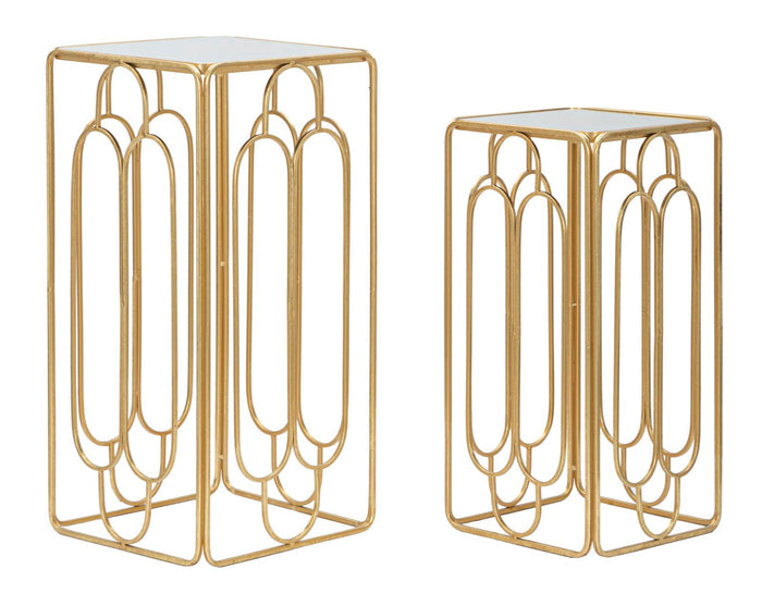 Set 2 Tavolini Arty Quadrato 34x34x70-29x29x60 cm in Ferro