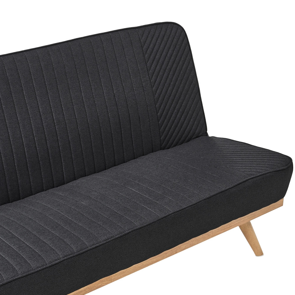 Divano letto Nero Rivestimento in tessuto Gambe in metallo 2 posti Seduta con schienale imbottito Design moderno Senza braccioli