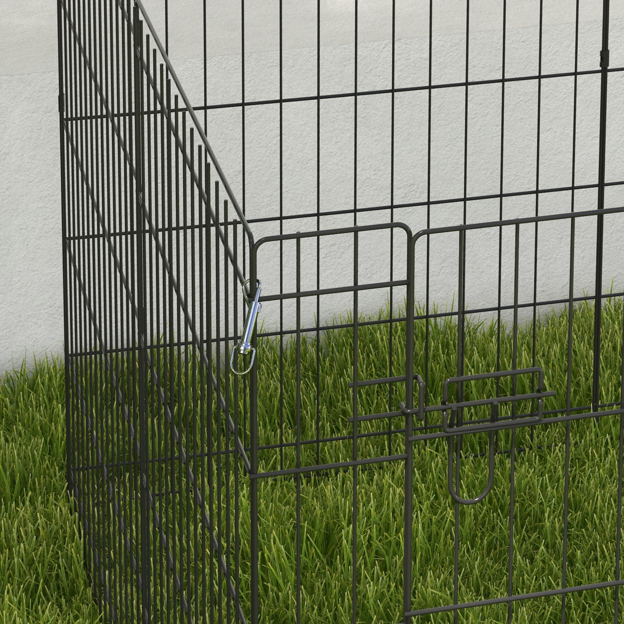 Recinto per Cani e Cuccioli Box per Animali da 8 Pezzi 76 x 61 cm  in Filo di Ferro Nero